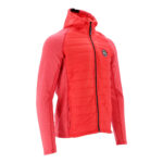 Campera térmica roja con cuerpo inflable, con capucha, bolsillos y ojal en puño marca Select