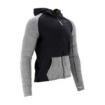 Campera térmica negra con gris con capucha, bolsillos y ojal en puño marca Select